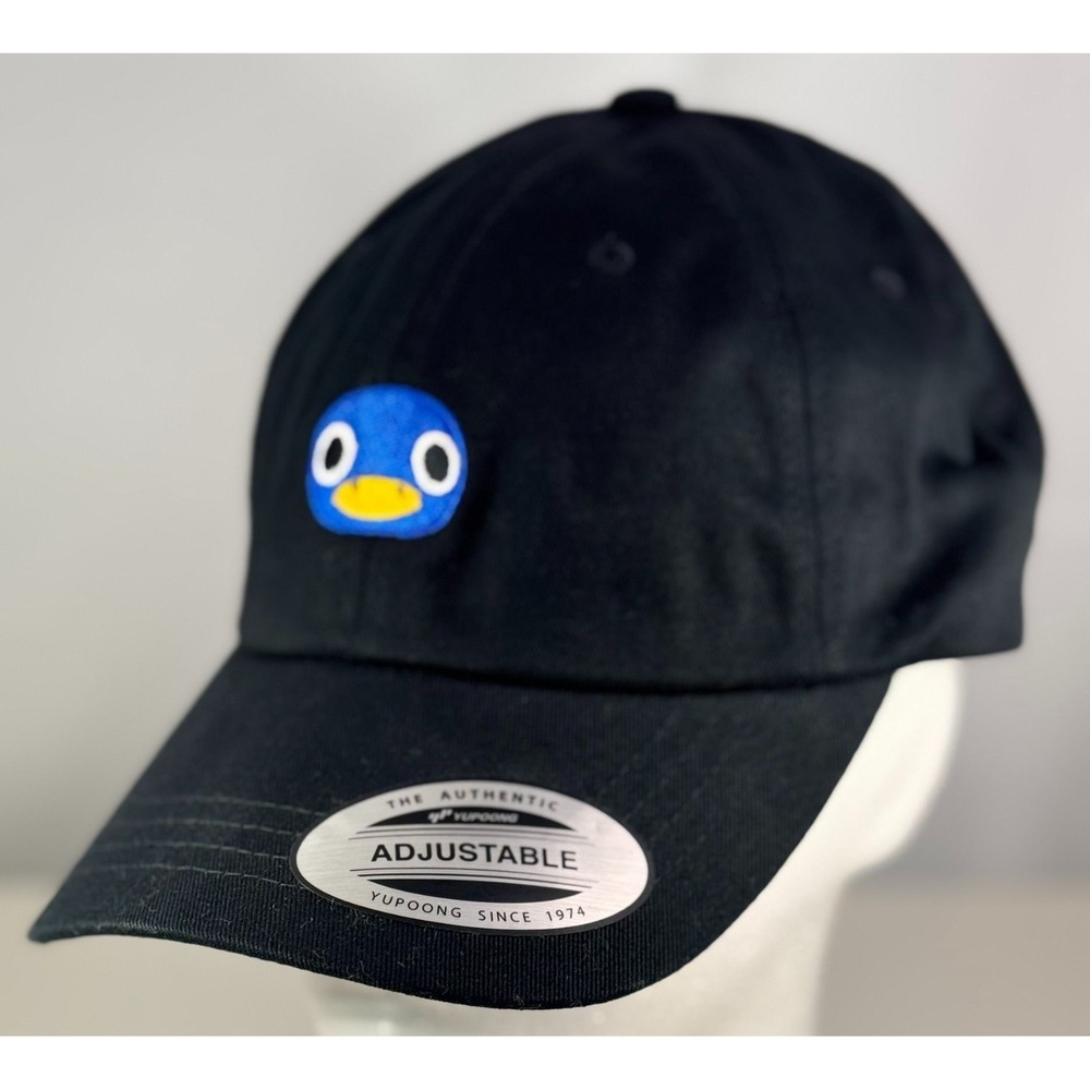 Black Dad Hat Blue Penguin Face Embroidery Yupoong Adjustable‎ Cap
